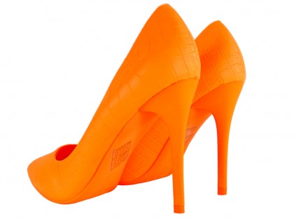 Pantofi stiletto portocalii neon portocalii pentru femei - 2