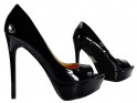 Black open-toe platform stilettos - 4