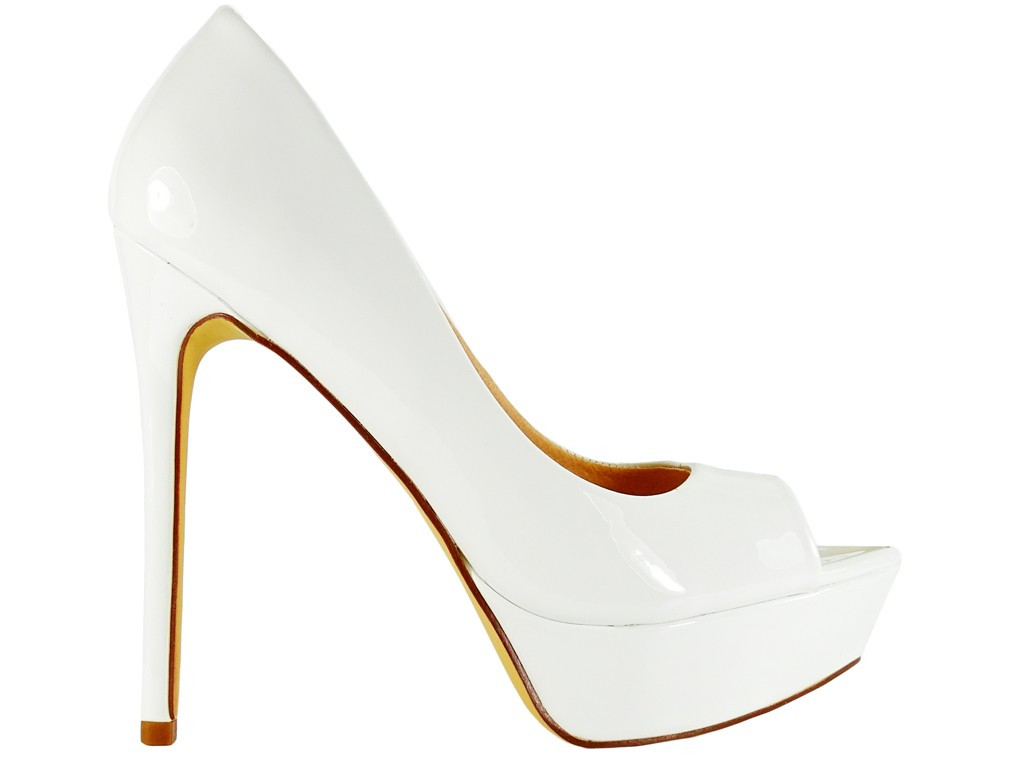 Weiße, zehenfreie Plateau-Stilettos - 1