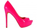 Pantofi stiletto cu platformă roz cu vârf deschis - 1