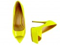 Pantofi stiletto galbeni cu platformă cu vârf deschis - 3