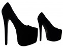 Czarne welurowe szpilki na platformie high heels - 3