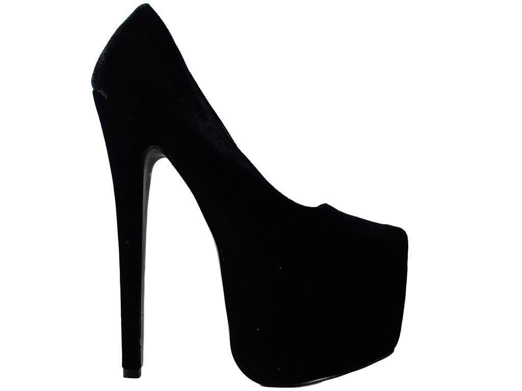 Schwarze Plateau-Highheels aus Velours - 1