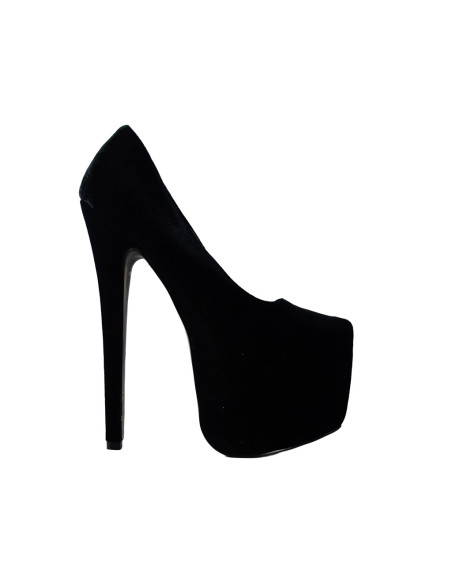 Schwarze Plateau-Highheels aus Velours - 1