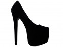 Czarne welurowe szpilki na platformie high heels - 1
