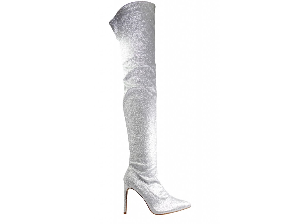 Silver glitter women's boots - 1