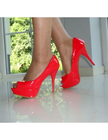 SZPILKI BUTY LAKIERKI RED CZERWONE
