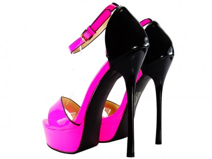 Pantofi stiletto cu platformă roz cu curea de dimensiuni mari - 2