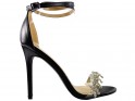 Black mirrored stiletto heels women's sandals - 1