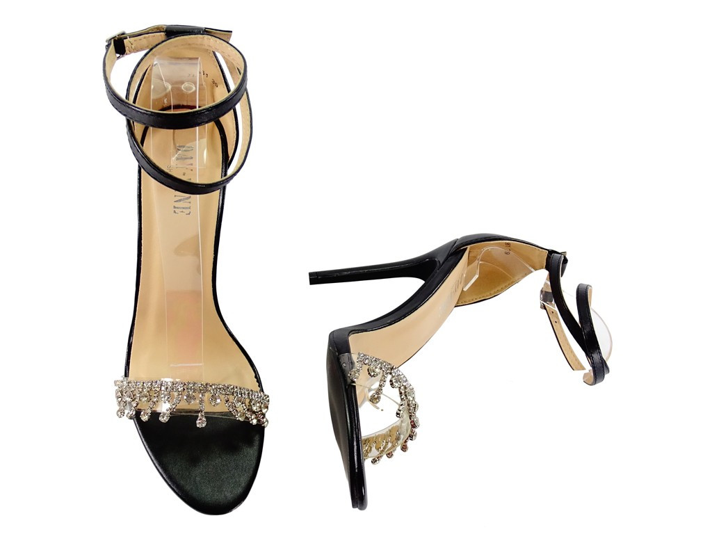 Sandales pour femmes à talons aiguilles noirs et miroirs - 4