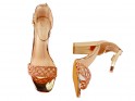 Gold mirrored ankle strap sandals - 3