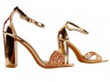 Gold mirrored ankle strap sandals - 4