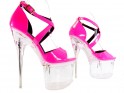 Lakkozott rózsaszín üveg platform tűsarkú cipő - 3