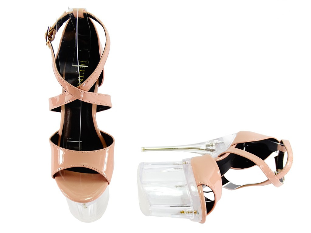 Stilettos à plateforme en verre beige laqué - 4