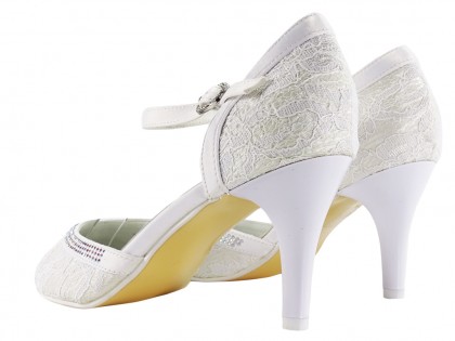 Damen weiße Hochzeit Pumps Schuhe - 2