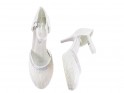 Czółenka ślubne białe buty damskie - 4