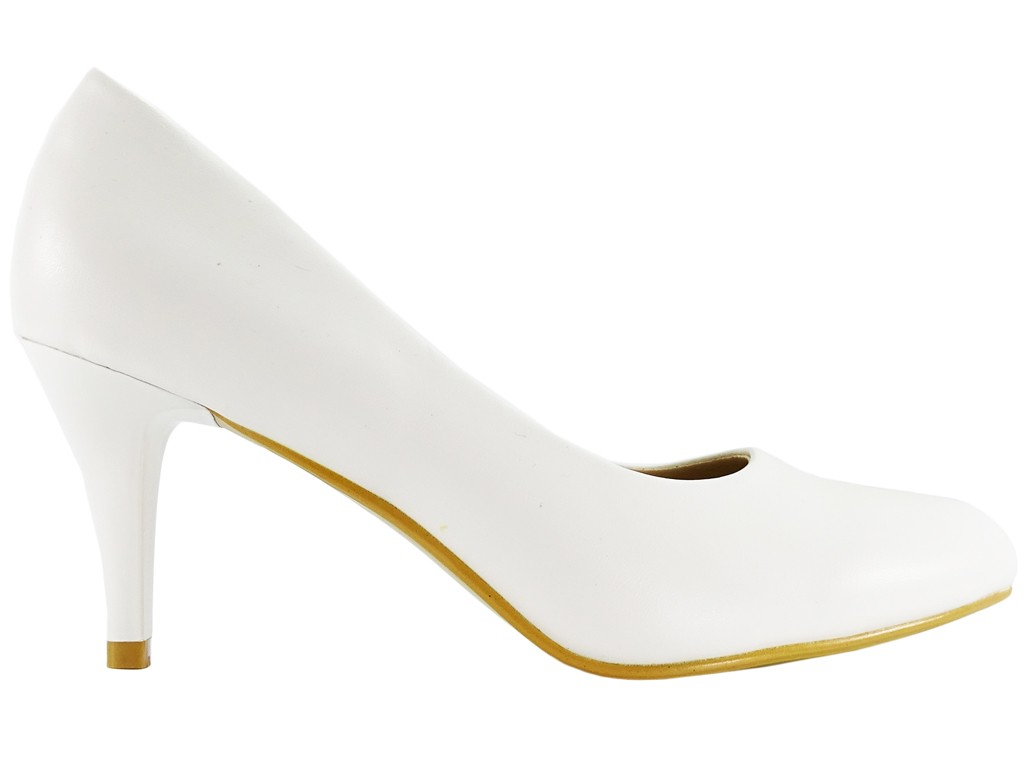 Białe matowe szpilki damskie buty ślubne - 1