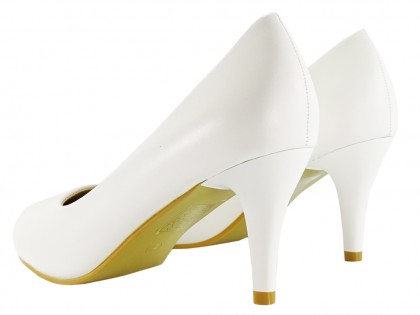 Białe matowe szpilki damskie buty ślubne - 2