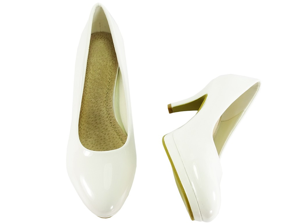 Women's white wedding stilettos pumps - 4