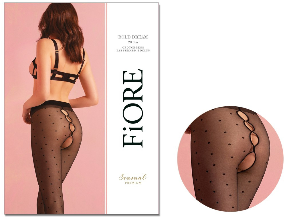 Black polka dot tights with holes between buttocks - 3
