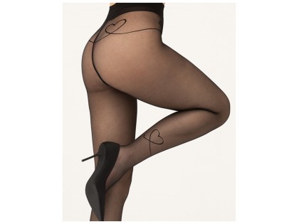 Black women's tights with a heart on the calf - 2