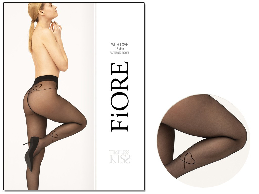 Black women's tights with a heart on the calf - 3
