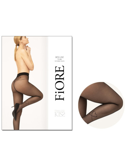 Black women's tights with a heart on the calf - 3 Black women's tights with a heart on the calf - 3