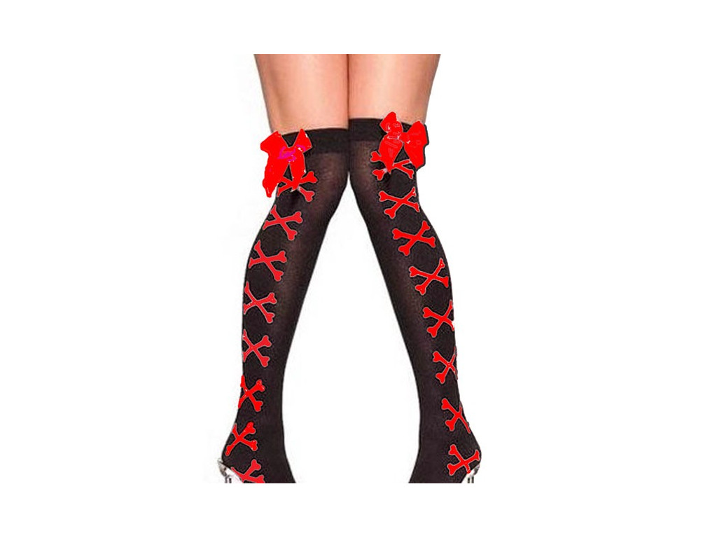 BLACK STOCKINGS RED BOWS - 1