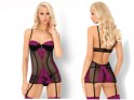 Black and pink erotic chemise with lace - 4