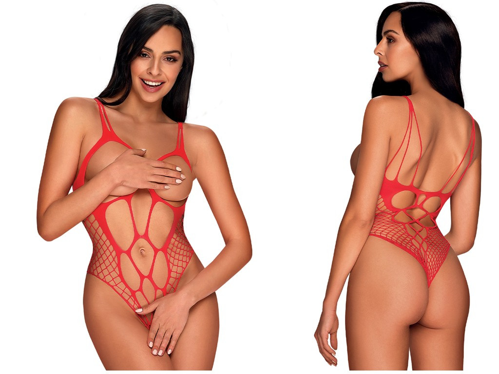 Skąpe czerwone bodystocking erotyczne