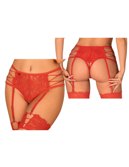 Roter Spitzenstrumpfgürtel offener Schritt - 3