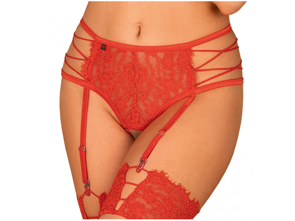 Red Lace Garter Belt Open Crotch Sklep Kokietki 1634