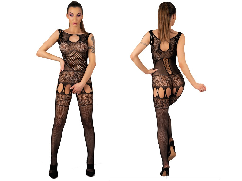 Negru bodystocking negru lenjerie erotică - 3