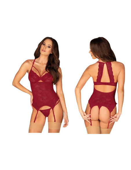 Rotes Korsett mit Spitze Obsessive - 3