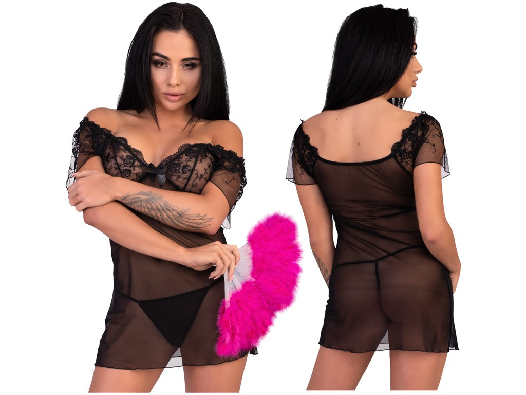 Czarna seksowna koszulka erotyczna przeźroczysta - 4