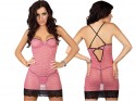 Pink polka dot erotic chemise with lace - 3