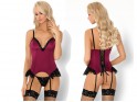 Burgundy women's corset with lace erotic underwear - 4