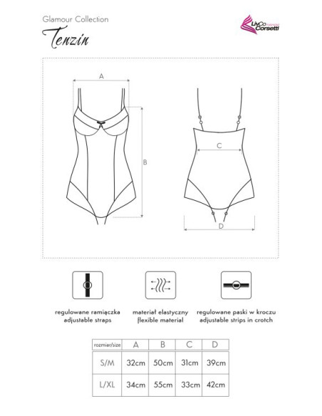 Czarne koronkowe body z błękitnymi dodatkami - 3