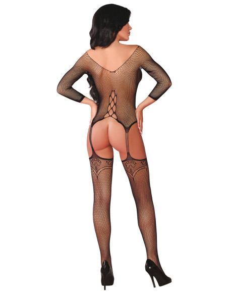 Černé bodystocking s otevřeným rozkrokem elastické - 2