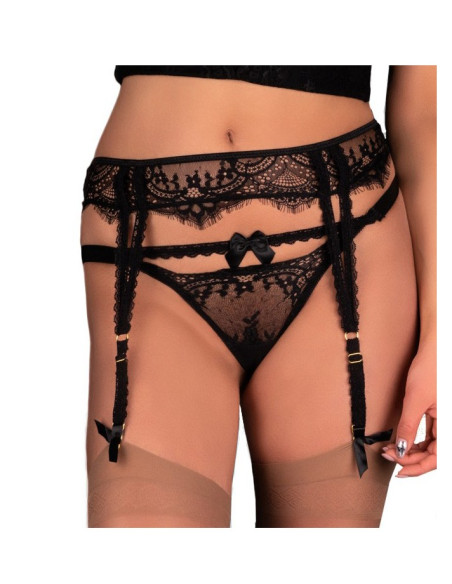 Sensual black lace garter belt - 1