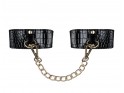 Black eco leather handcuffs and chain - 1