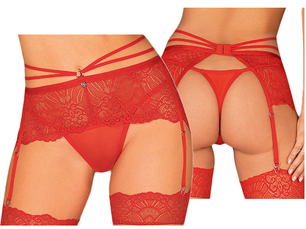 Porte-jarretelles rouge Obsessive - 4