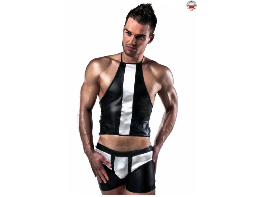 Costume noir et blanc pour hommes T-shirt short - 1