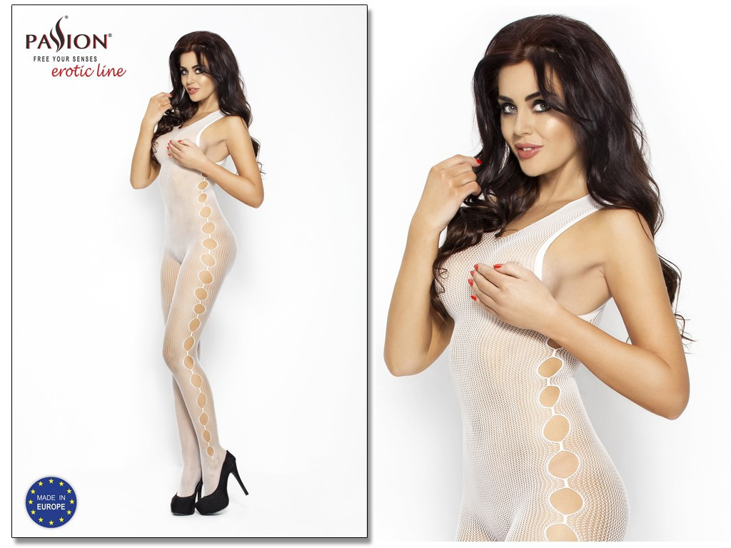Biały dopasowany bodystocking damski od Passion - 2