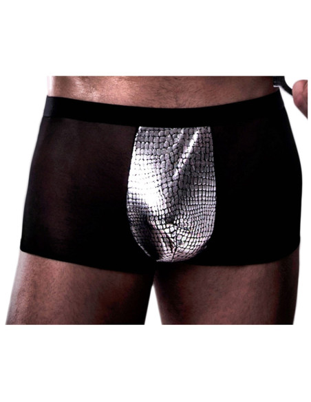 Men's black and silver provocative boxer shorts - 1