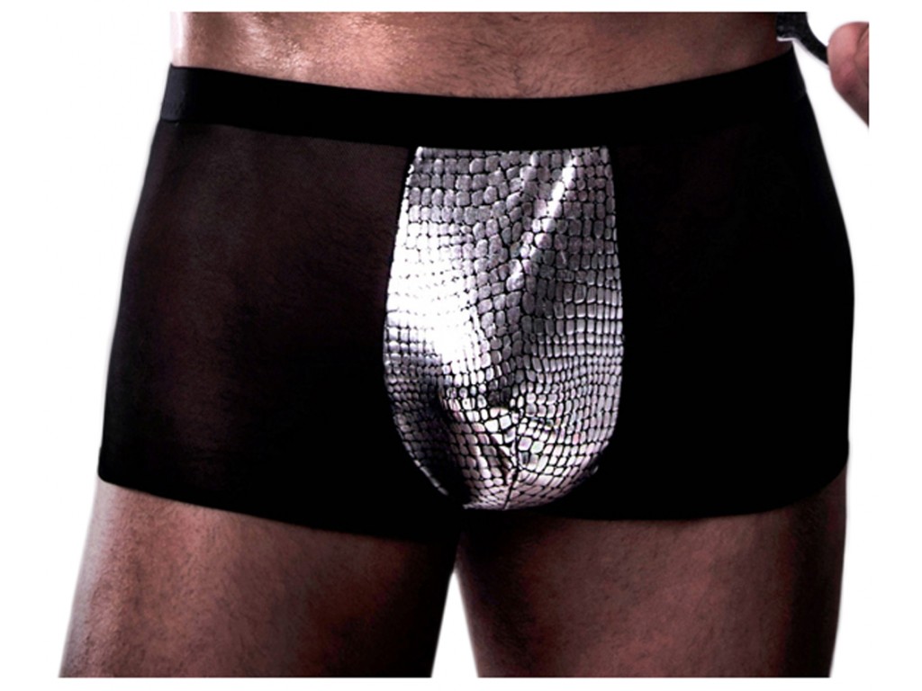 Men's black and silver provocative boxer shorts - 1