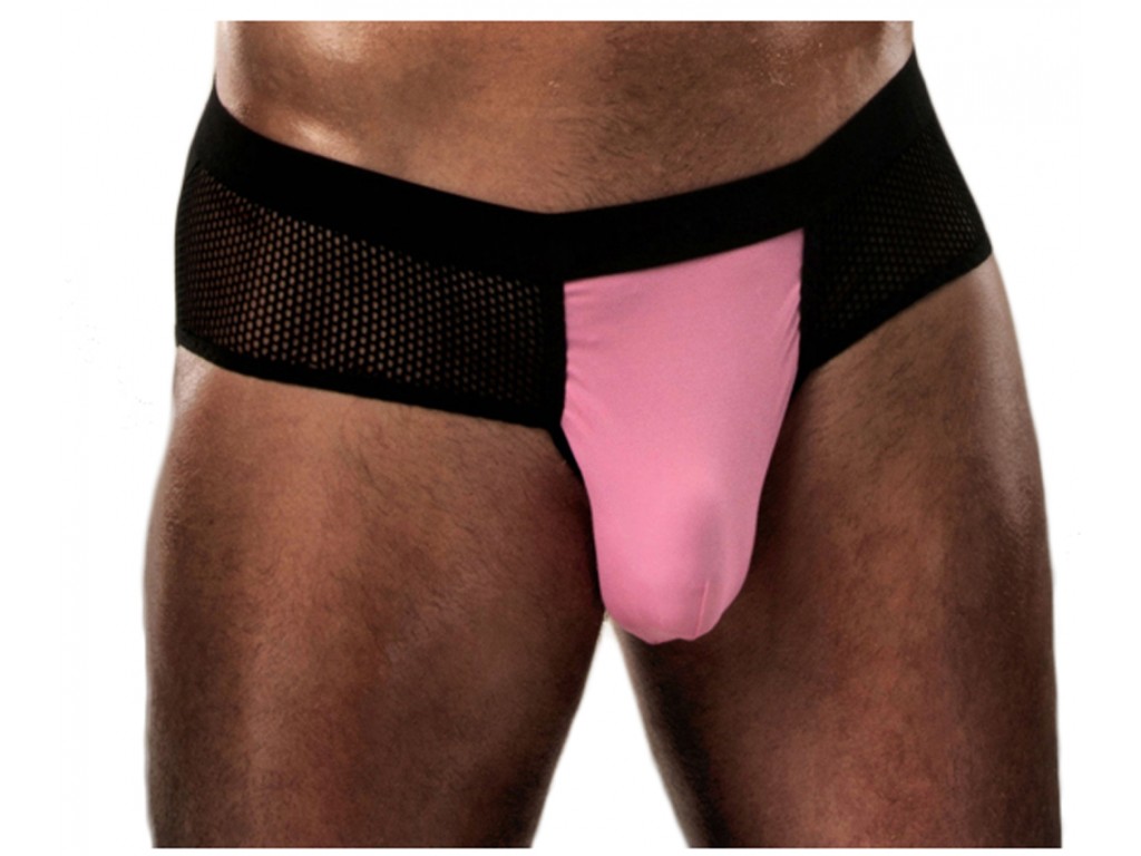 Bold pink men's thong with straps - 1