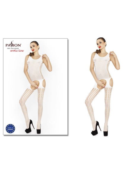 Bílé bodystocking s otevřeným rozkrokem - 2