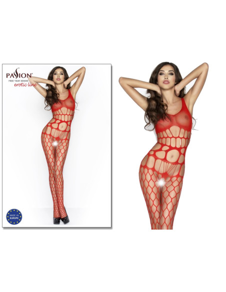 Roter Bodystocking offener Schritt Passion - 2