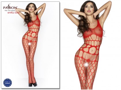 Red bodystocking open step Passion - 2